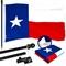 G128 - 5 Feet Tangle Free Spinning Flagpole (Black) Texas Flag Brass Grommets Embroidered 2x3 ft (Flag Included) Aluminum Flag Pole
